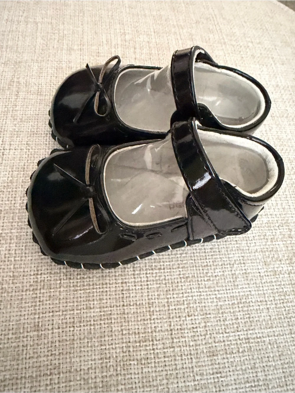 Pediped Black Patent Mary Jane Baby Walker Shoes